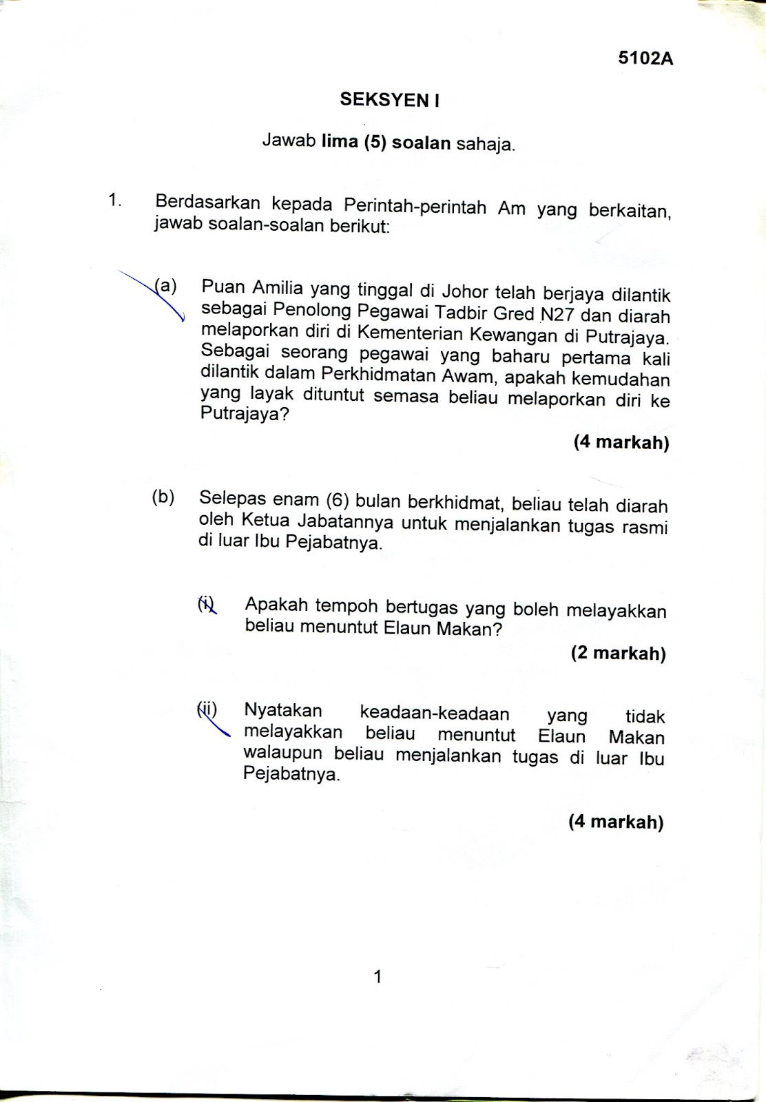 Hidup Itu Indah : Contoh Soalan 5102A (Perintah Am, Arahan 