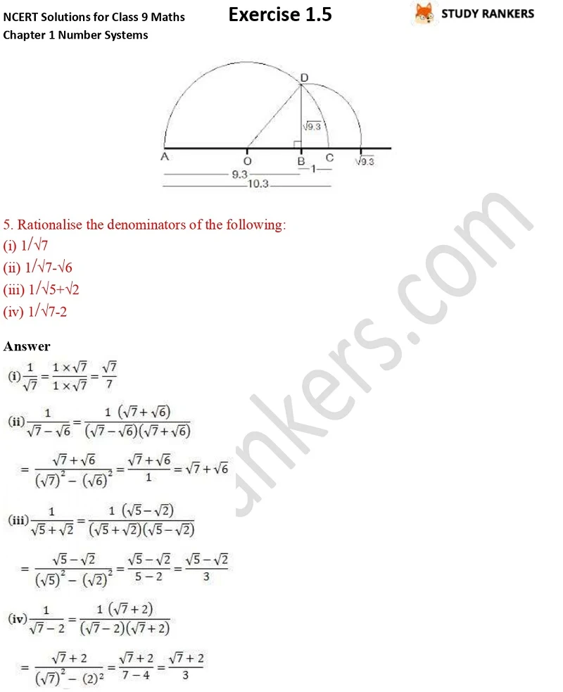 NCERT Solutions for Class 9 Maths Chapter 1 Number Systems Exercise 1.5 Part 3