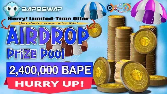 BapeSwap Airdrop of 120 $BAPE Tokens worth $12 USDT Free