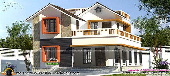 2477 sq-ft 4 bedroom modern sloping roof