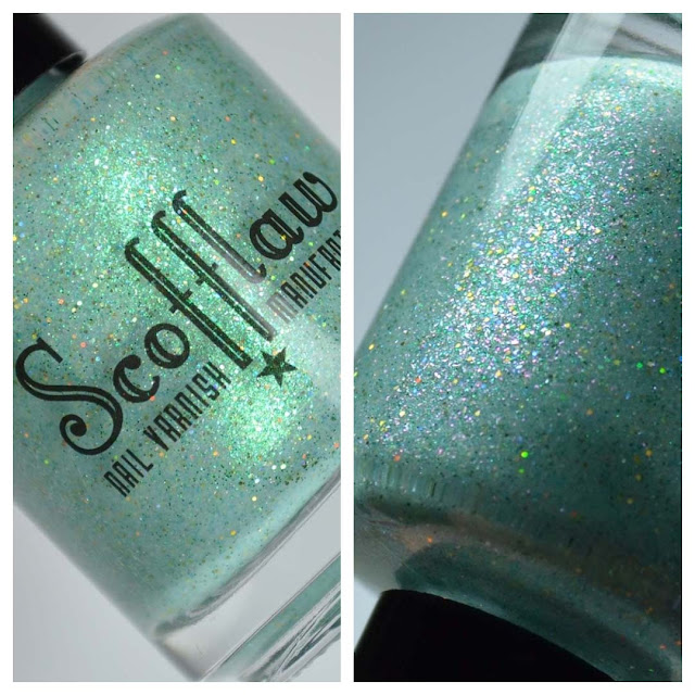 blue jelly nail polish with shimmer