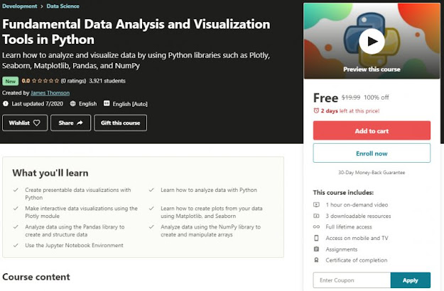 [100% Off] Fundamental Data Analysis and Visualization Tools in Python| Worth 19,99$