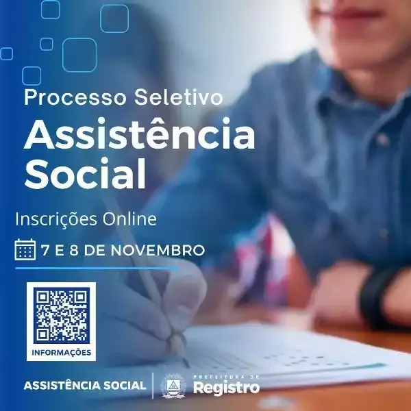 Prefeitura de Registro-SP realiza processo seletivo para contratação temporária na área de Assistência Social