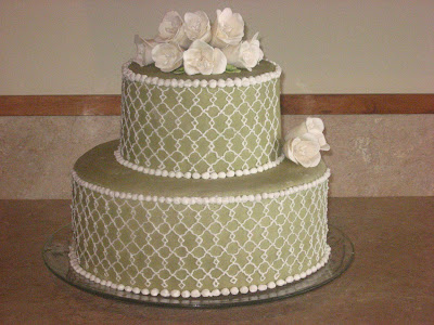 green and white cake, fondant cake with piping, Las Vegas wedding cakes