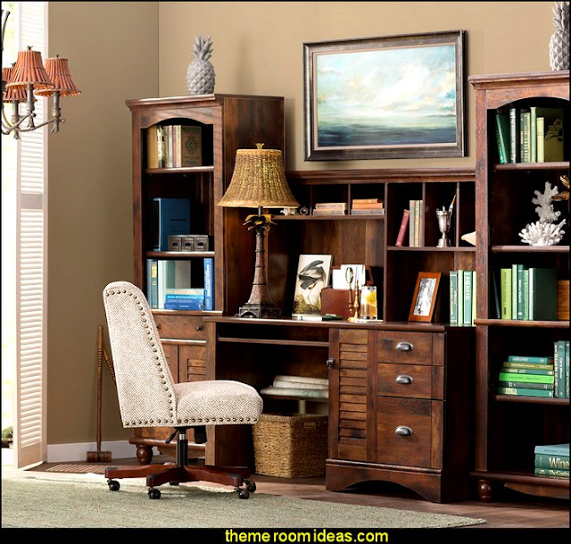 tropical office  office furniture - office decorating - study desk - den furniture - office chairs - home office design - Organizing your Home Office - Bookshelves