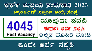 4045 Clerk Post Vacancy In IBPS Department 2023 - Any Degree Pass