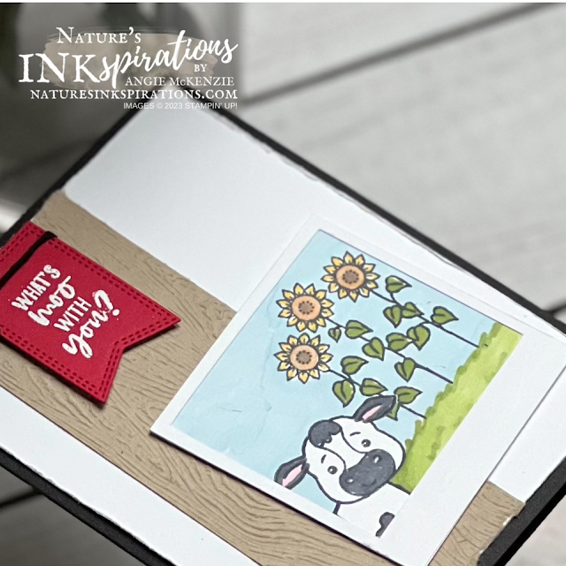 Stampin' Up! Cutest Cows selfie card close-up of the layers | Nature's INKspirations by Angie McKenzie