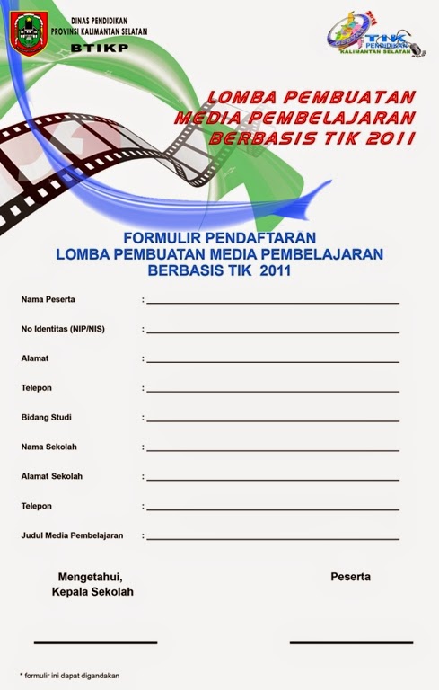 Contoh Formulir Pendaftaran Lomba / Siswa baru