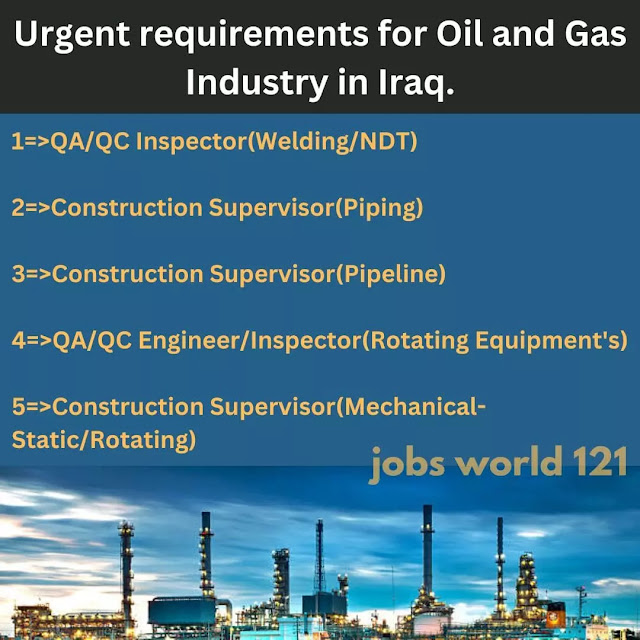 Urgent requirements for Oil and Gas Industry in Iraq.