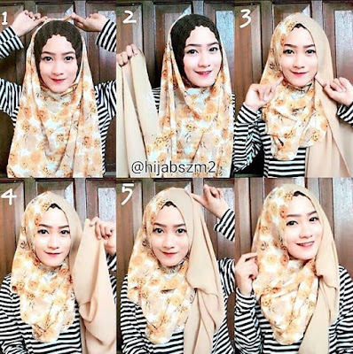 tutorial hijab pesta segi empat modern terbaru