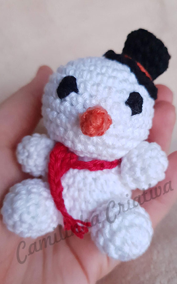 Receita grátis - amigurumi - Boneco de neve