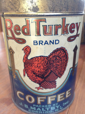 Red Turkey Brand Coffee Tin packed by J. B. Maltby, Corning New York