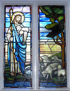 The Good Shepherd . a stained glass window in Saint Mark's Church, .