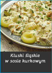  Kluski śląskie w sosie kurkowym