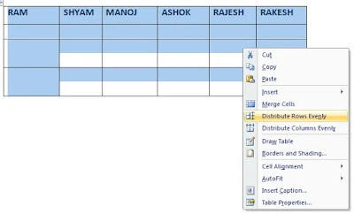 How to create table in ms word