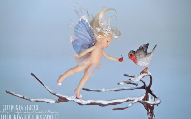 Robin e Fairy ooak art miniature