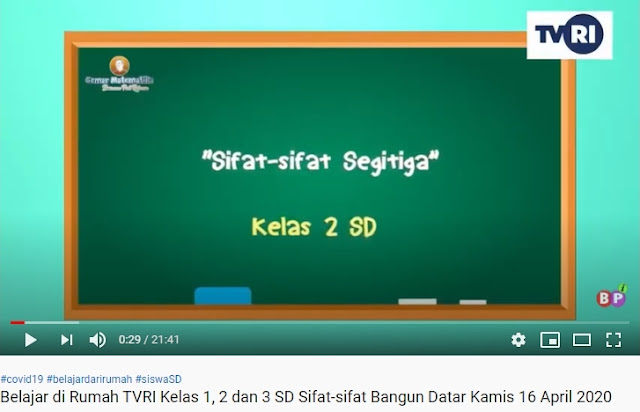 Belajar Dari Rumah TVRI Kelas 1, 2 dan 3 SD Tentang Sifat-Sifat Bangun Datar