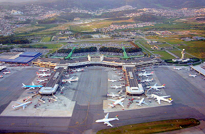 Pátio externo do aeroporto de Guarulhos