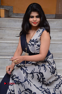 Telugu Actress Alekhya Stills in Blue Long Dress at Plus One ( 1) Audio Launch  0119.jpg