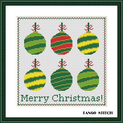 Simple Christmas cross stitch patterns Set of 4pcs New Year designs