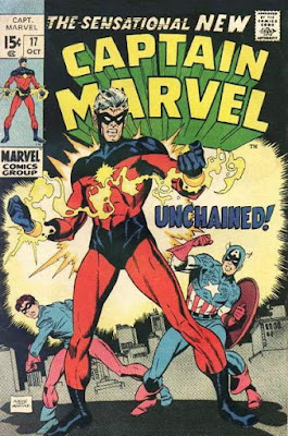 Captain Marvel #17, it's his exciting new costume, powers and sidekick