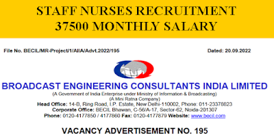 37500 Salary Nursing Jobs BECIL