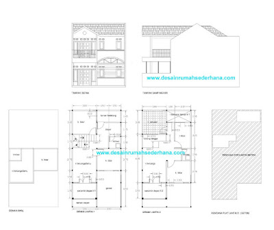 Gambar Desain Rumah Kopel KPR-BTN Type 21/72 Posisi di Tengah