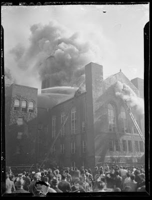 Boston Globe photo of Brookline High fire