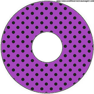 Black Polka Dots in Purple Free Printable CD Labels.  