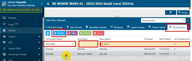 input menu data rinci sekolah