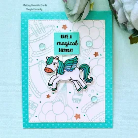 Sunny Studio Stamps: Make A Wish Floating By Prancing Pegasus Customer Card by Sheyla Corredig