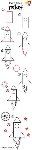 Learn to draw a rocket for kids 