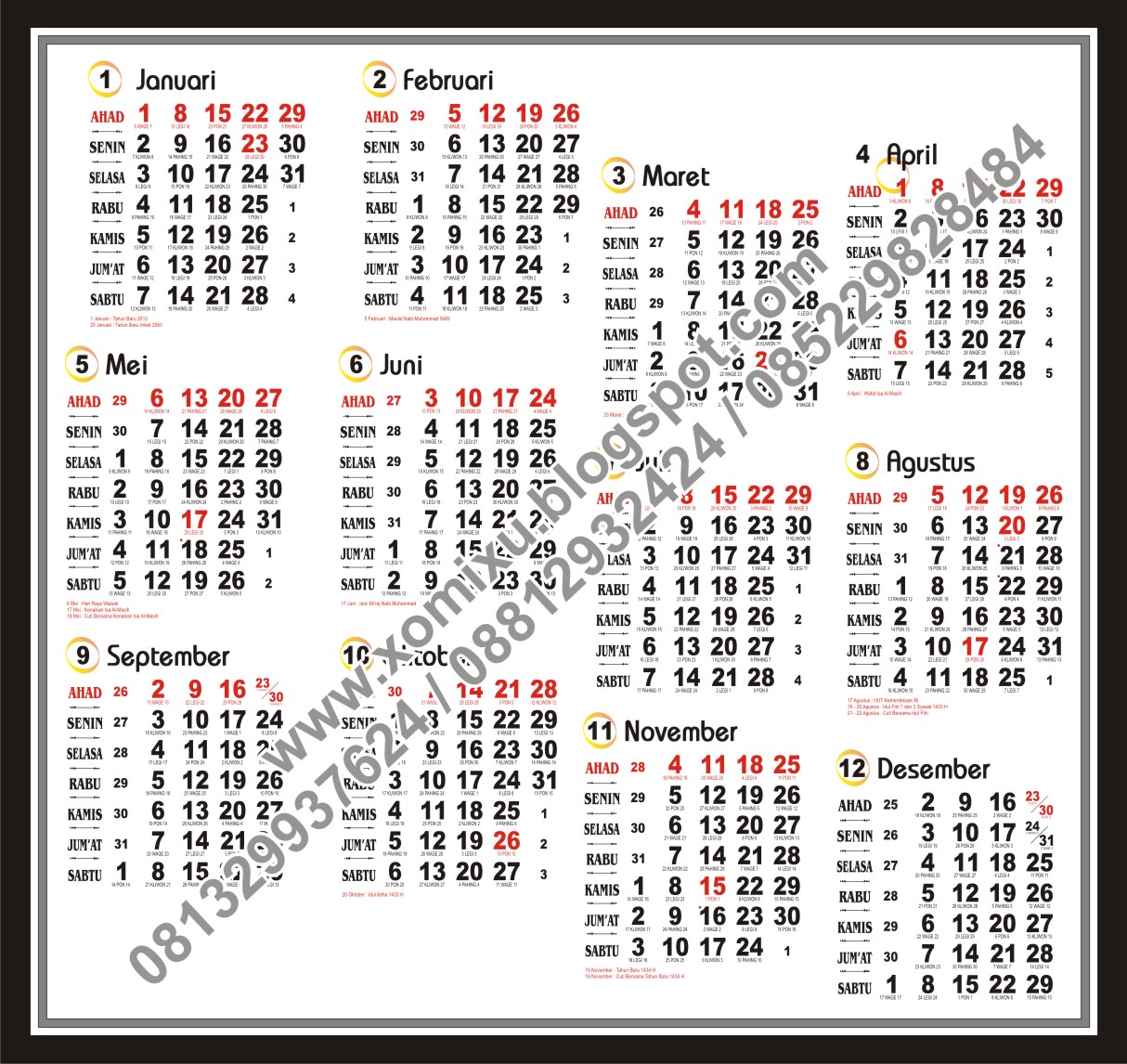 xomixu Template Kalender  2021