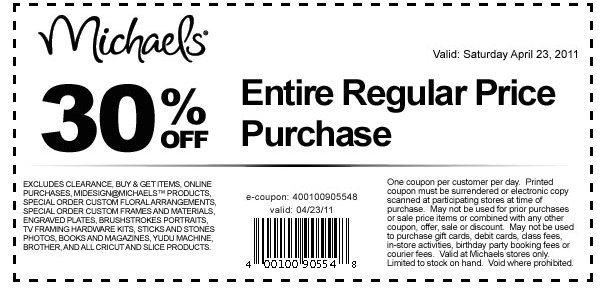 printable coupons april 2011. Valid through April 2 2011.