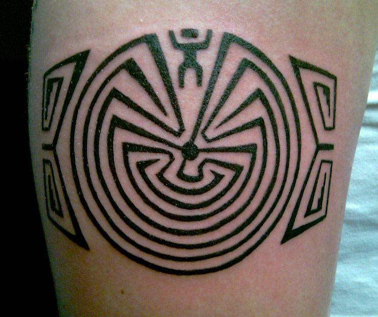 Tattoo; Native American, Man in the Maze, Maze of Life, Indian Design