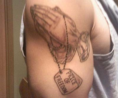 dog tattoo | Field & Stream Praying Hands Tattoos Price of freedom dog tags.