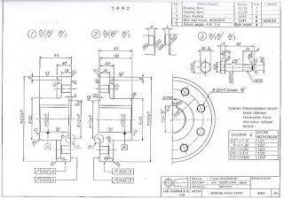 Gambar Teknik KOPLING FLENS TETAP No.3002