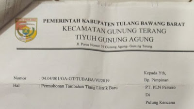 Masyarakat Tiyuh Gunung Agung Kecamatan Gunung Terang Sangat Berharap Adanya Penambahan Tiang PLN