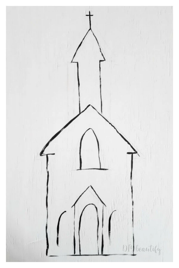 outline church in black acrylic