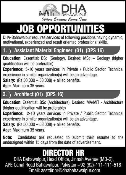 Jobs in DHA Bahawalpur, DHA Bahawalpur, Jinnah Avenue, APE Canal Road