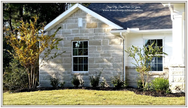 Suburban-White- Farmhouse-Landscpaing-Stonework-From My Front Porch To Yours