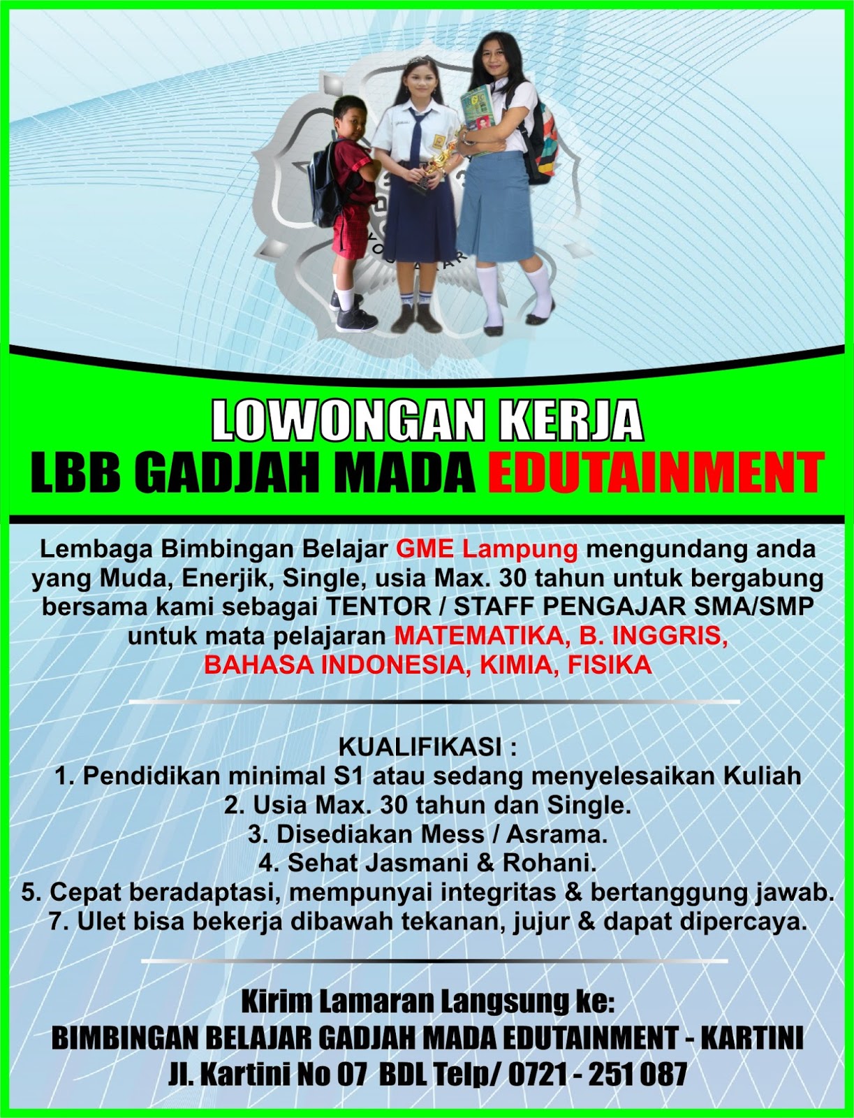 Bursa Lowongan Kerja Tenaga Pengajar Lampung