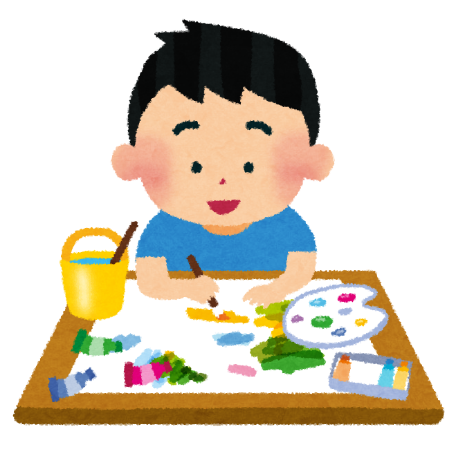 絵の具で絵を書いている男の子のイラスト かわいいフリー素材集 いらすとや