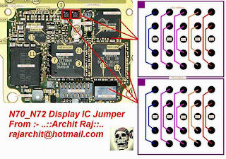 N70 , N72 ,N72 Display Jacket Ways, N70 Display Ways, N70 Lcd Connector Jumpers, N72 Lcd Ways, N72 No Display Problem, N70 No Lcd Problem, NOKIA, 