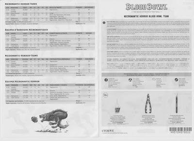 Blood Bowl Necromantic Horror Assembly Instructions Page 1 and 4