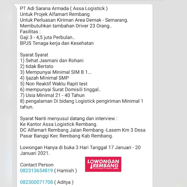 Lowongan Kerja Gudang Sembako Semarang Januari 2021