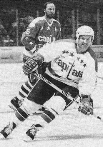 Ron Lalonde (front) is having fun at the scrimmage, but Willy Brossart (rear) appears to be having flashbacks to 1974.