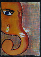 Harmony Arts Academy Drawing Classes Tuesday 21-April-2015 8 yrs Chaitrali Suhas Bhagwat Shri Ganesh Imagination Poster Colours