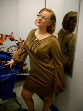 70's style camel colored dress, thrift store find, Adventures in the past blog