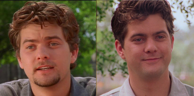 Pacey Witter in the first episode of season 6 on the left and the final episode on the right
